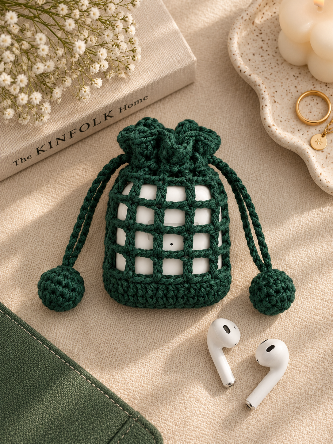 Bloom Drawstring Crochet Pouch