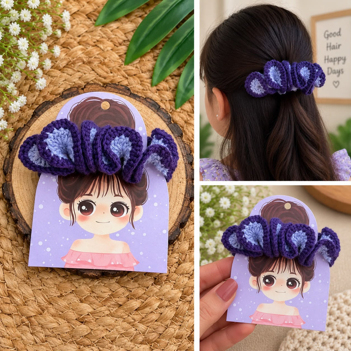 Handmade Crochet Bloom Scrunchie