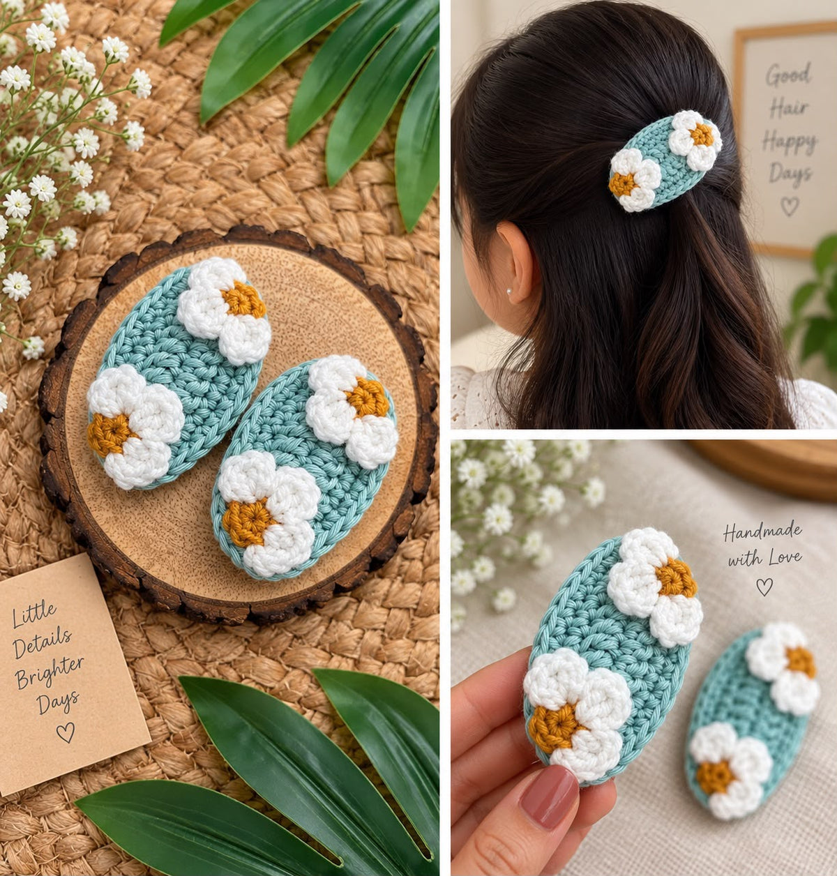 Crochet Garden Hair Clips