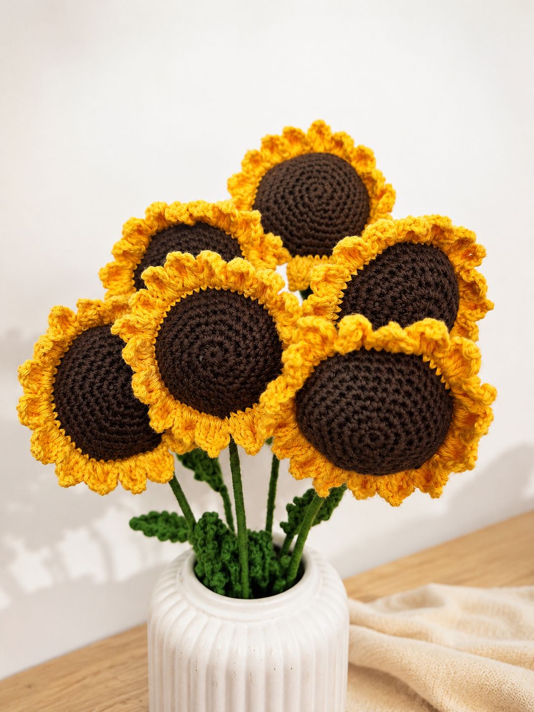Handmade Golden Sunflower Crochet Flowers