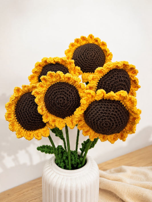 Handmade Golden Sunflower Crochet Flowers