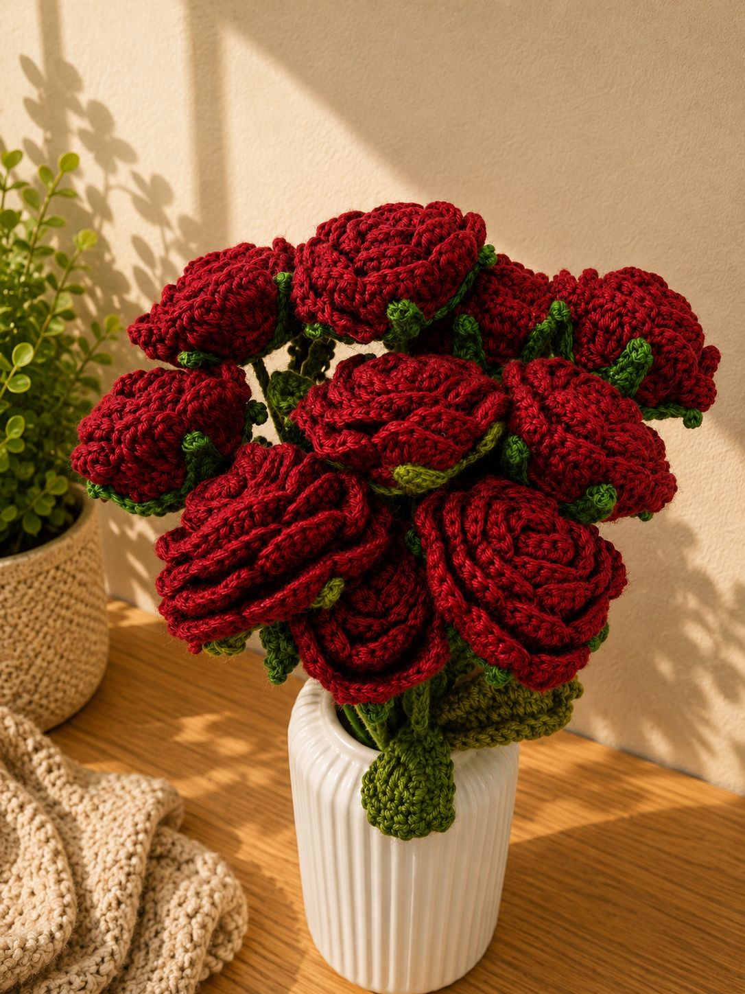 Handmade Maroon Rose Crochet Flowers