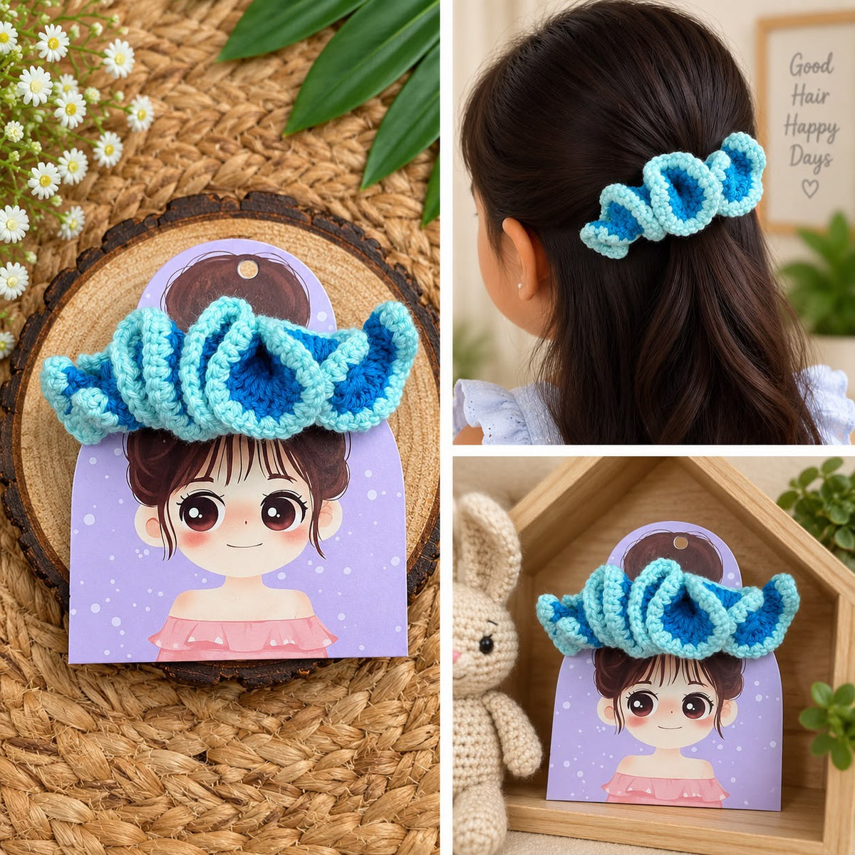 Handmade Crochet Bloom Scrunchie