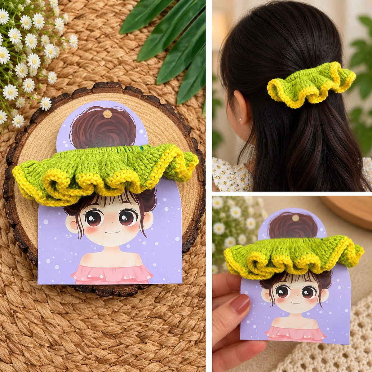 Handmade Crochet Bloom Scrunchie