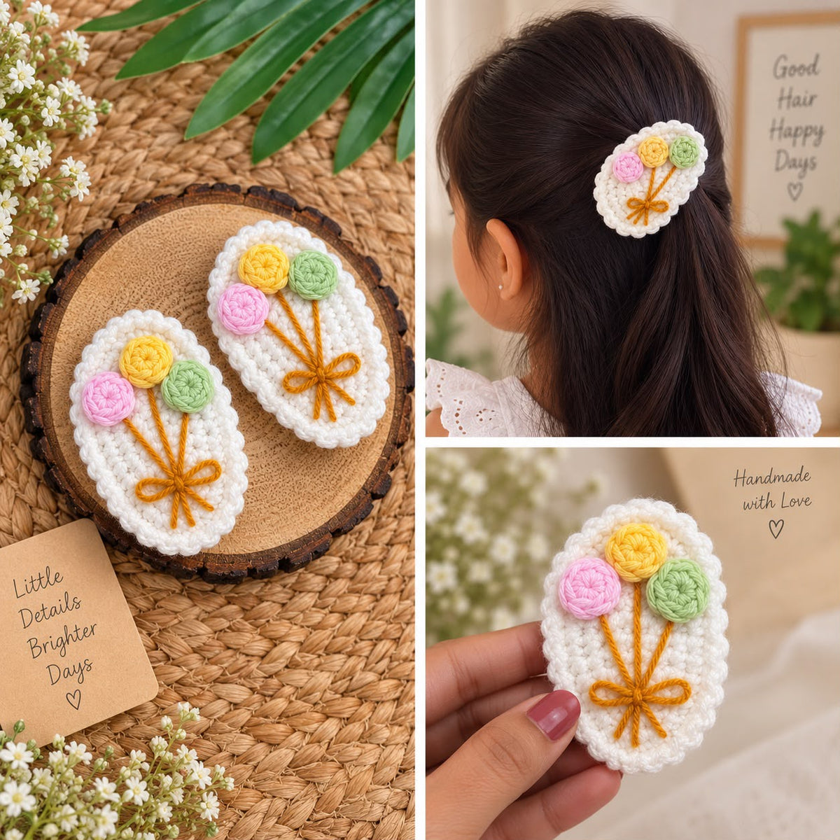 Crochet Garden Hair Clips