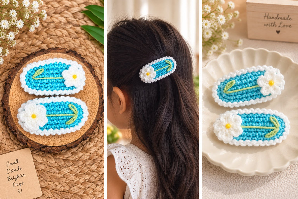 Crochet Garden Hair Clips
